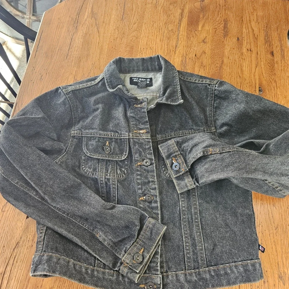 Polo Jeans‎ Co. Ralph Lauren Kids Denim Jacket Black Wash USA Made Large